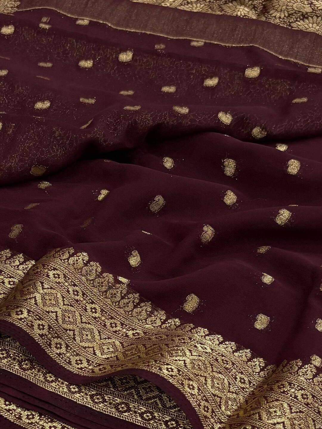 Wine Purple Chiffon Saree