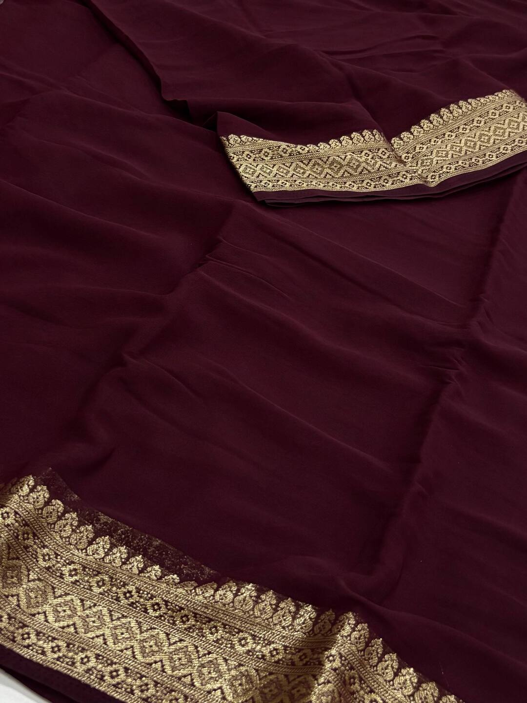 Wine Purple Chiffon Saree