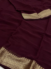 Wine Purple Chiffon Saree