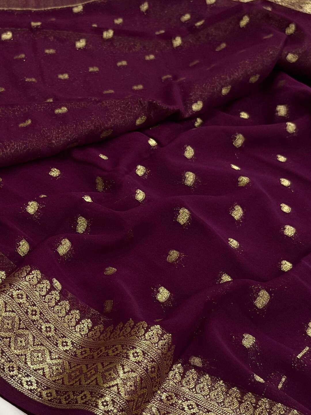 Plum Purple Chiffon Saree
