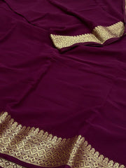 Plum Purple Chiffon Saree