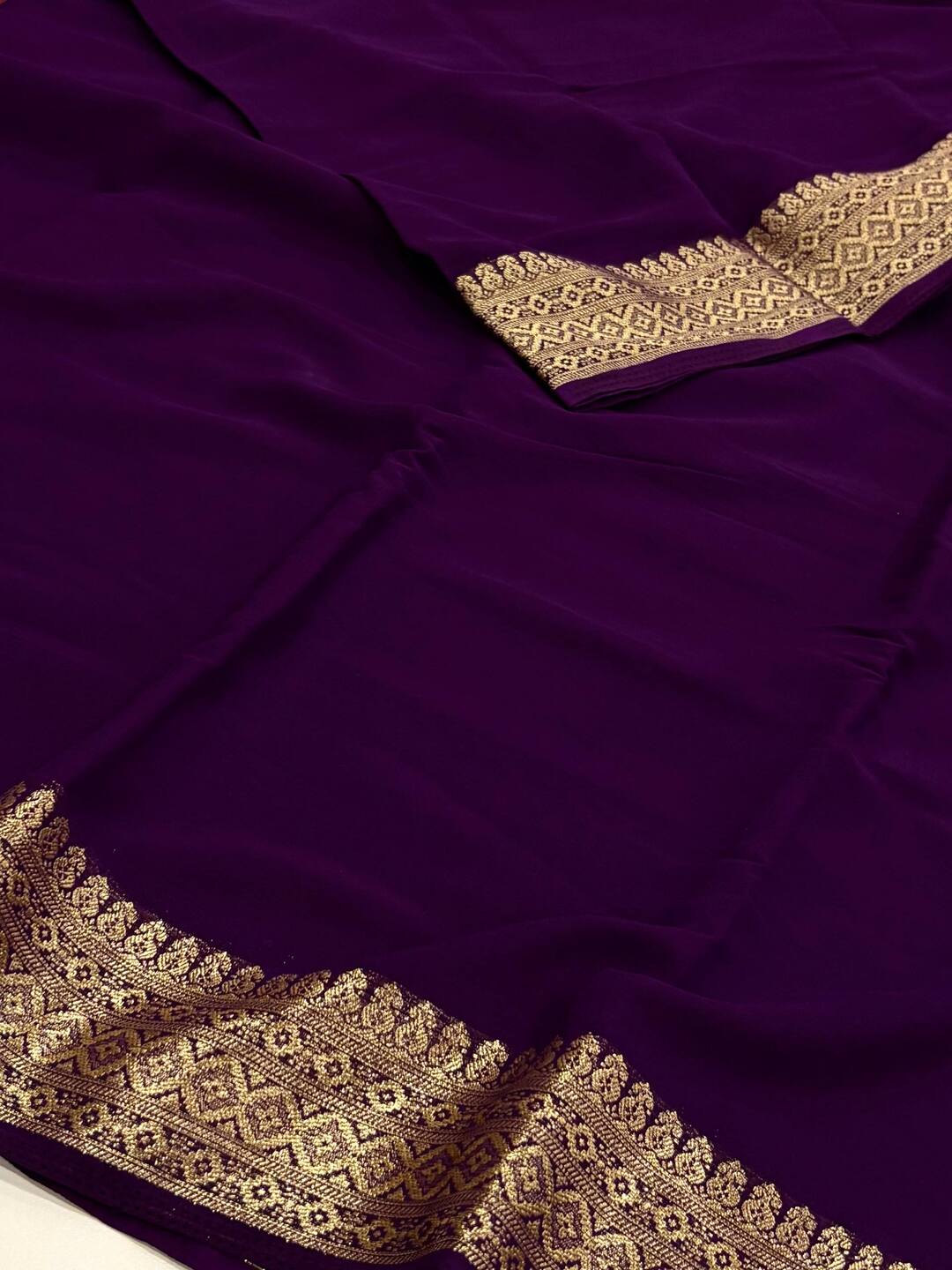 Royal Purple Chiffon Saree