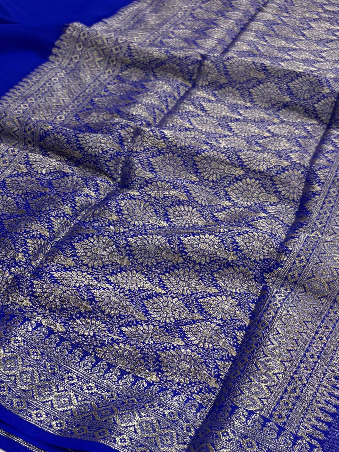 Royal Blue Chiffon Saree