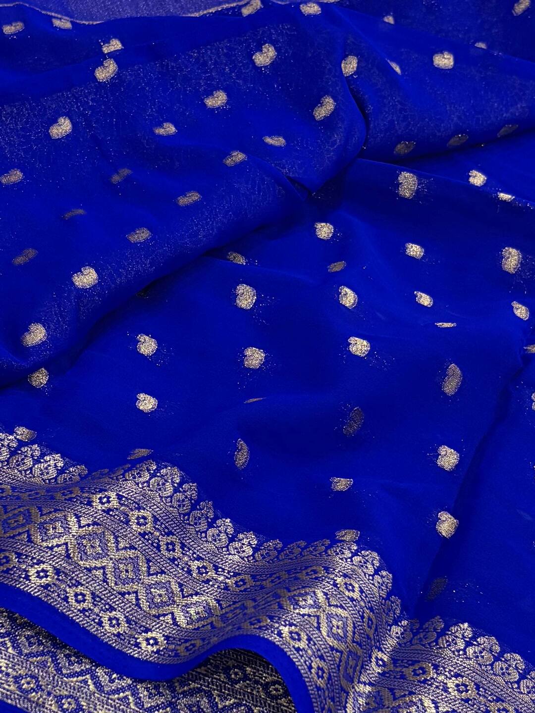 Royal Blue Chiffon Saree