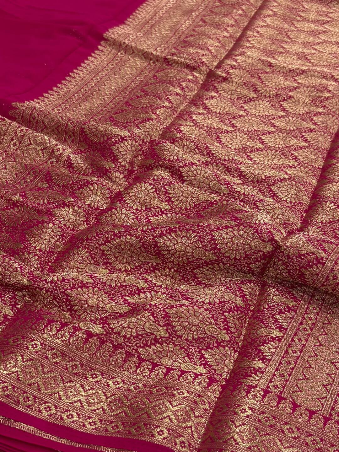Magenta Pink Chiffon Saree