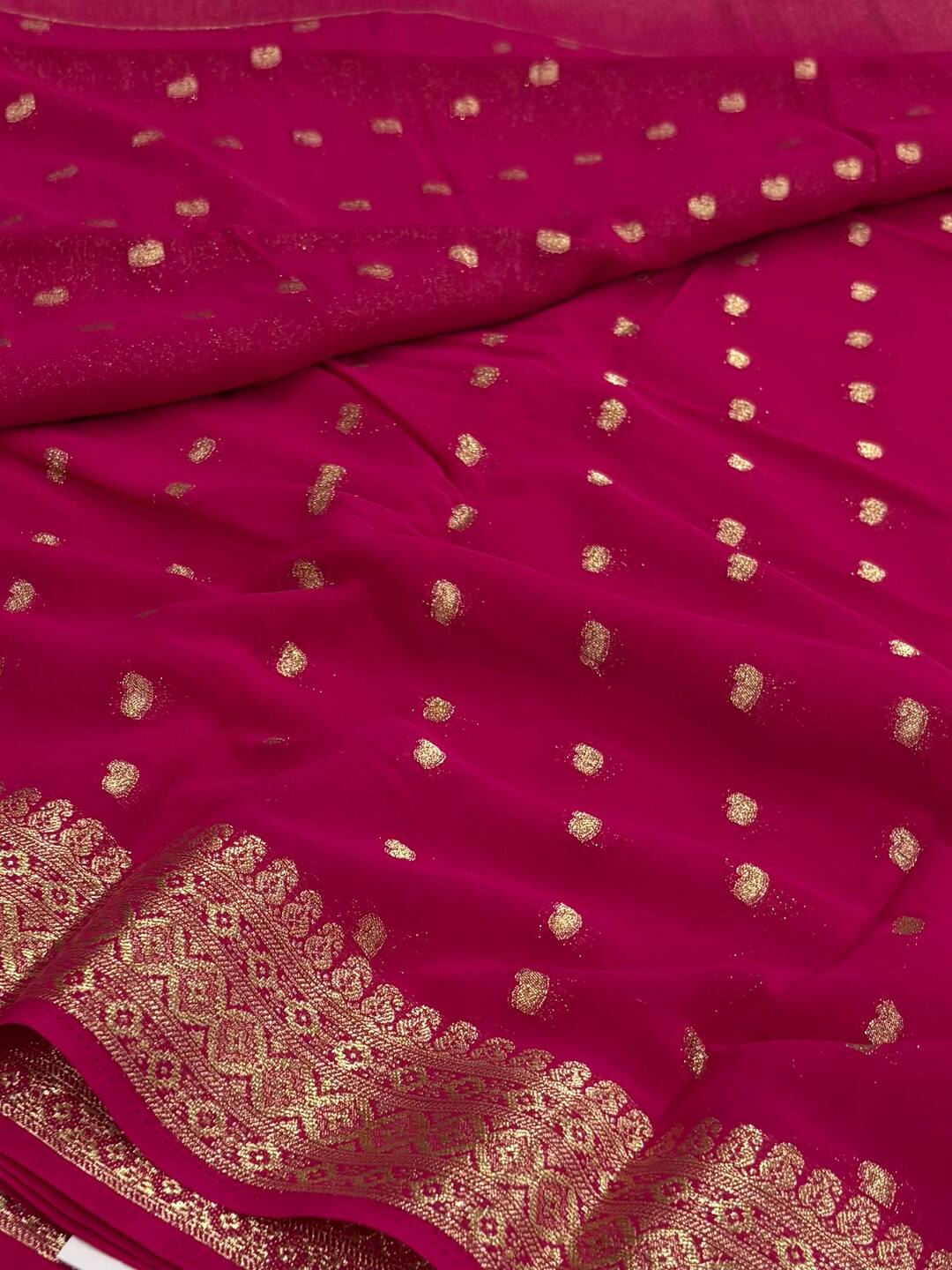 Magenta Pink Chiffon Saree