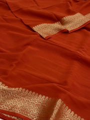 Dark Orange Chiffon Saree