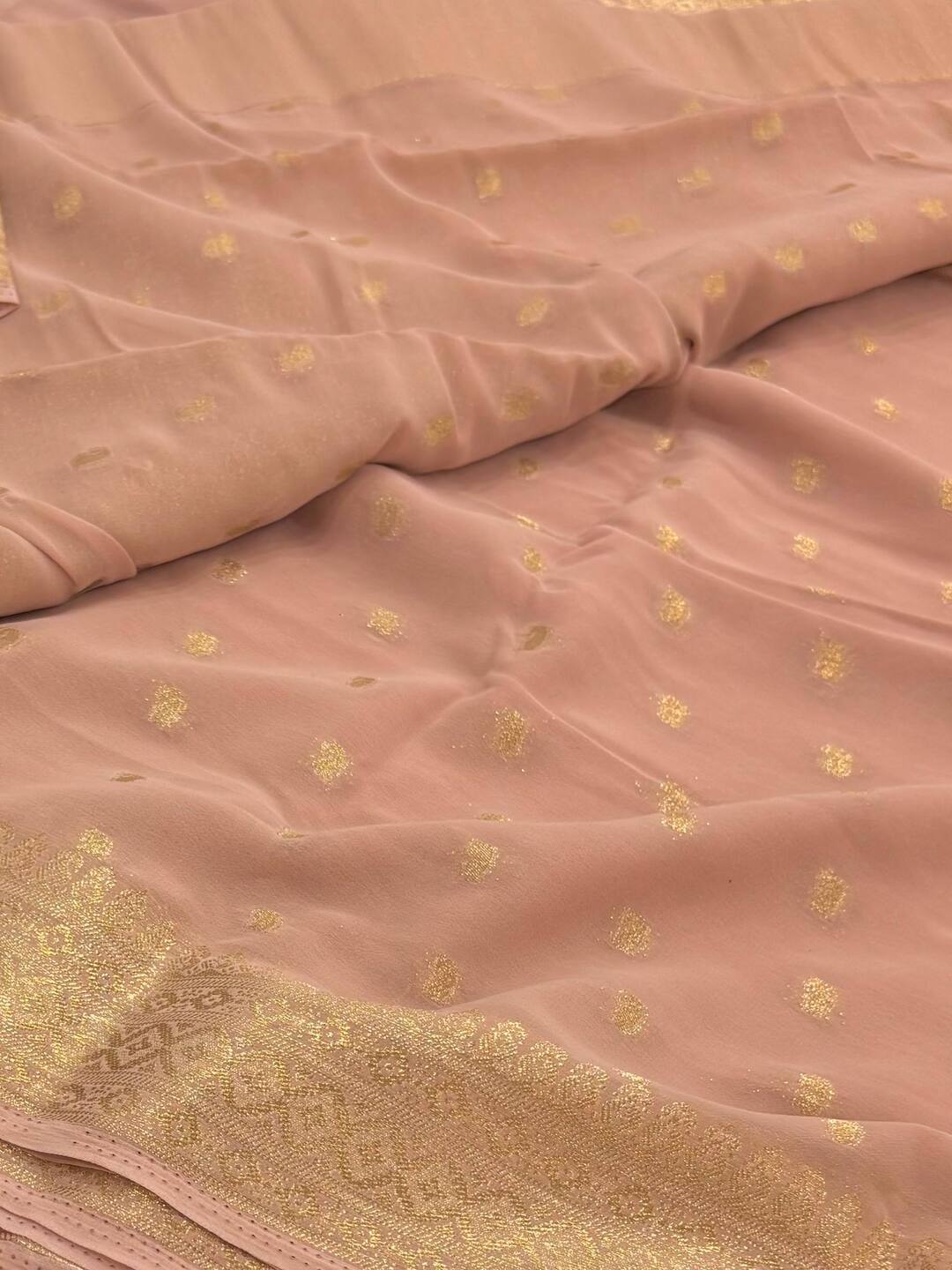 Rose Pink Chiffon Saree
