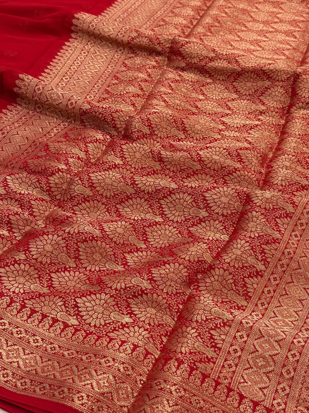 Chili Red Chiffon Saree