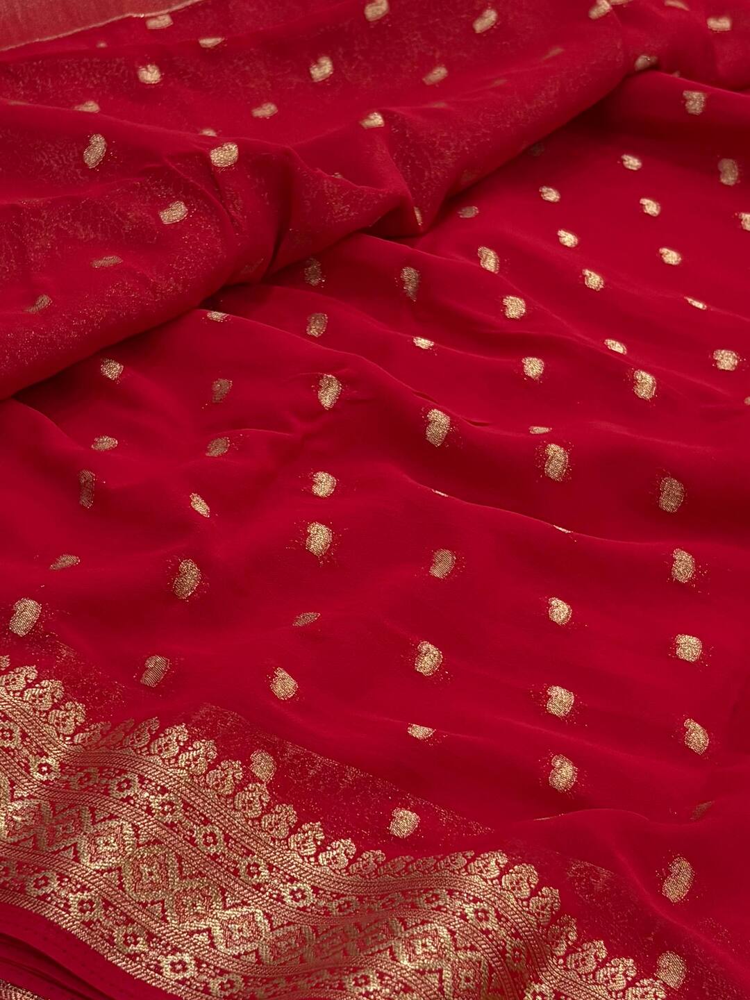 Chili Red Chiffon Saree