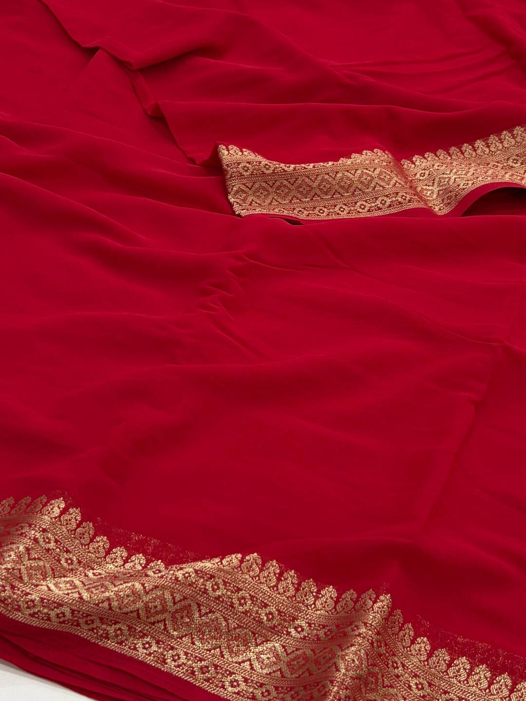 Chili Red Chiffon Saree