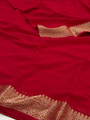 Chili Red Chiffon Saree