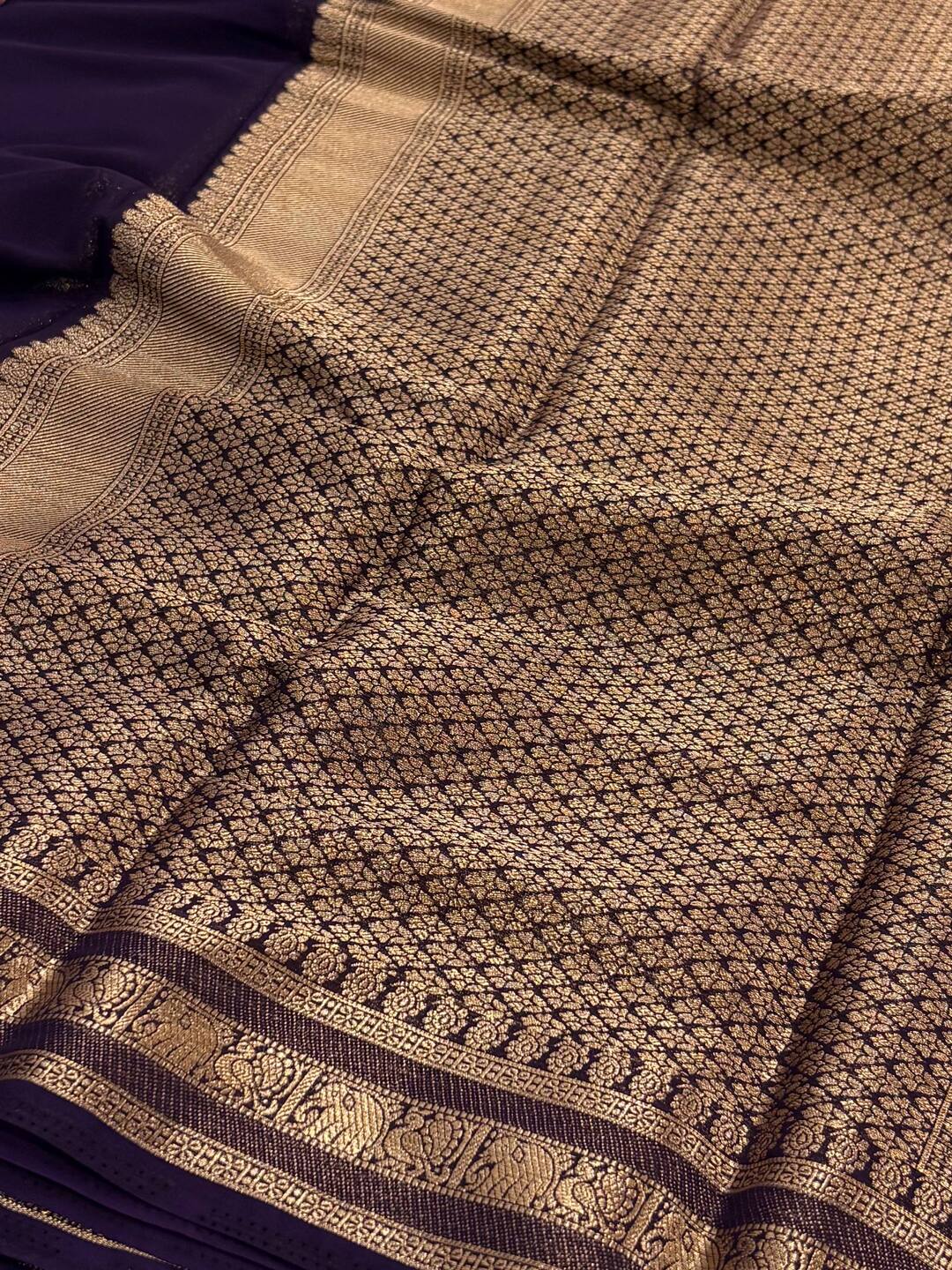 Royal Purple Chiffon Saree