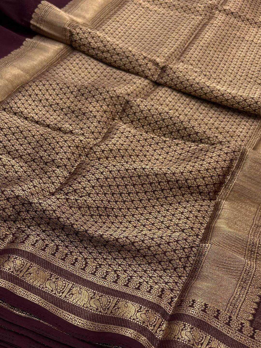 Wine Purple Chiffon Saree