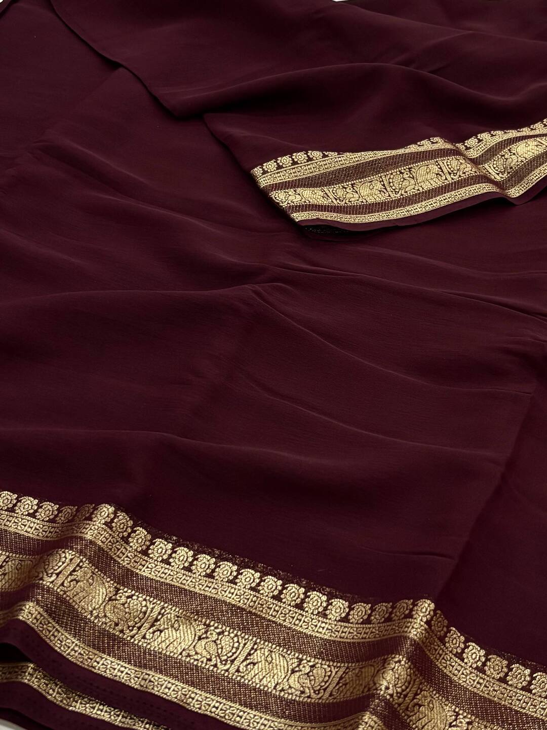 Wine Purple Chiffon Saree
