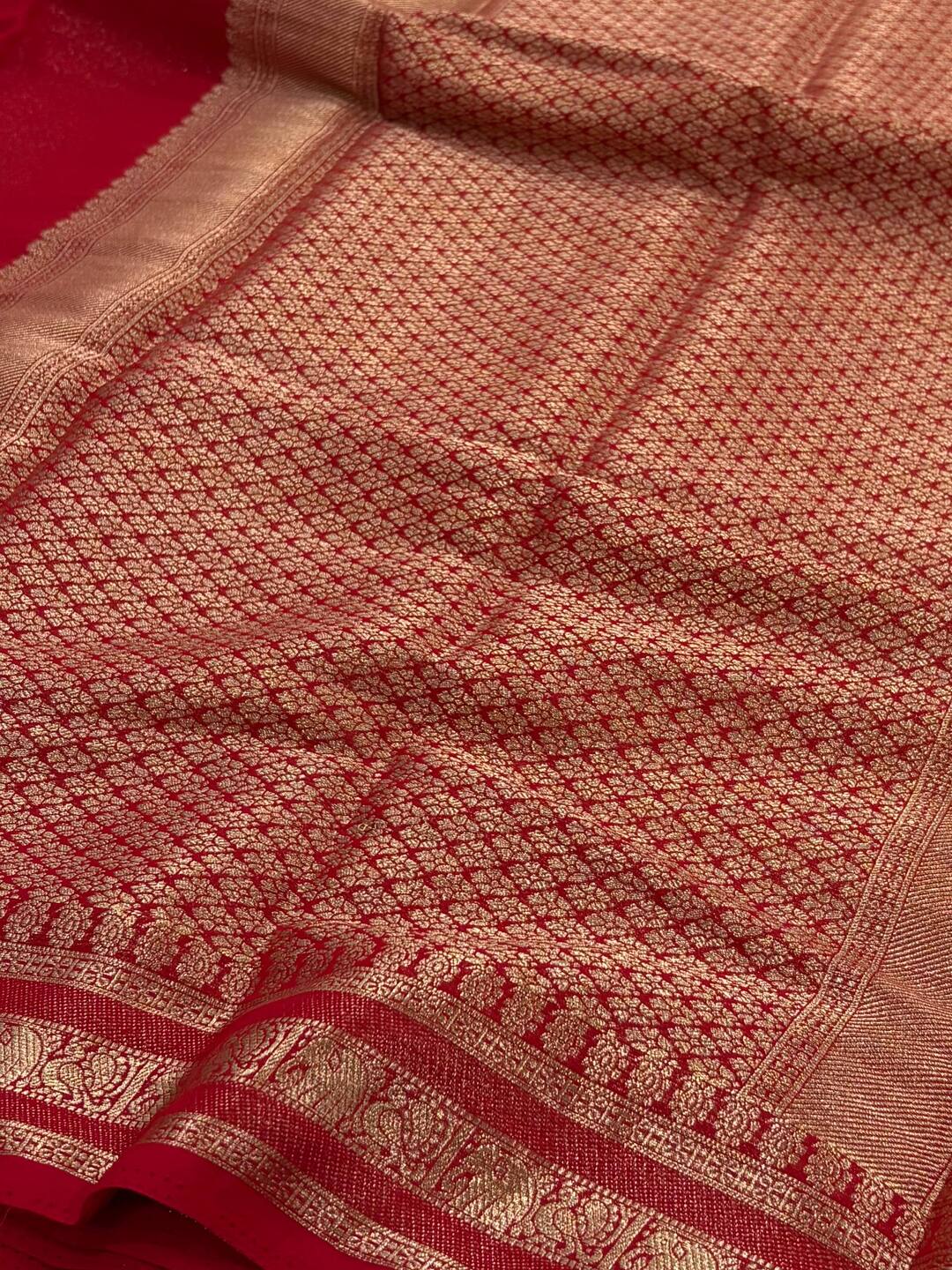 Chili Red Chiffon Saree