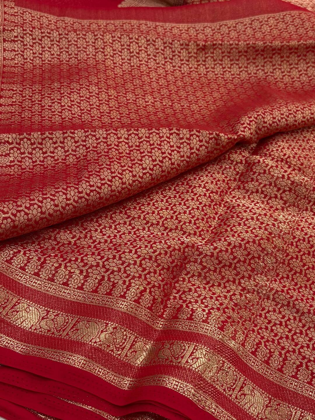 Chili Red Chiffon Saree