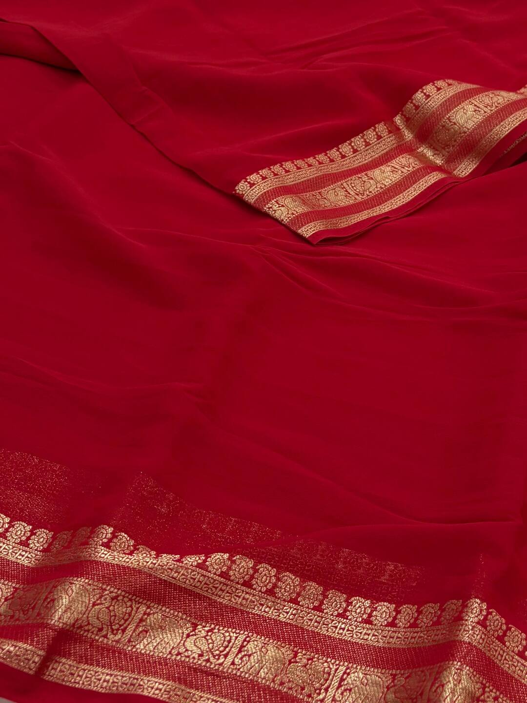 Chili Red Chiffon Saree