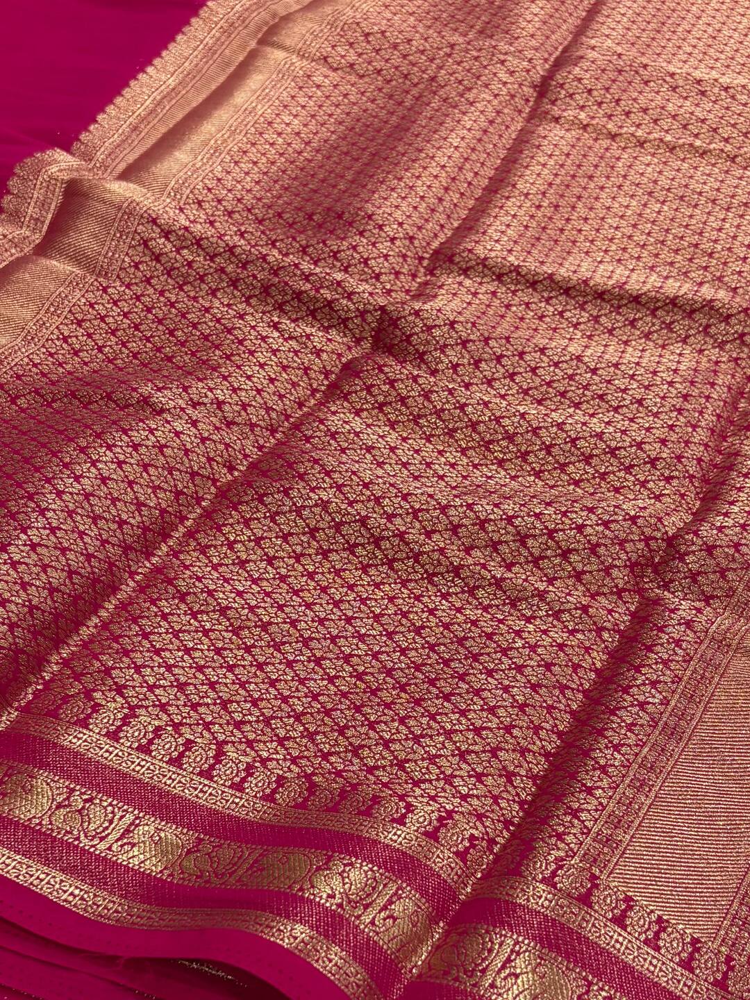 Hot Pink Chiffon Saree