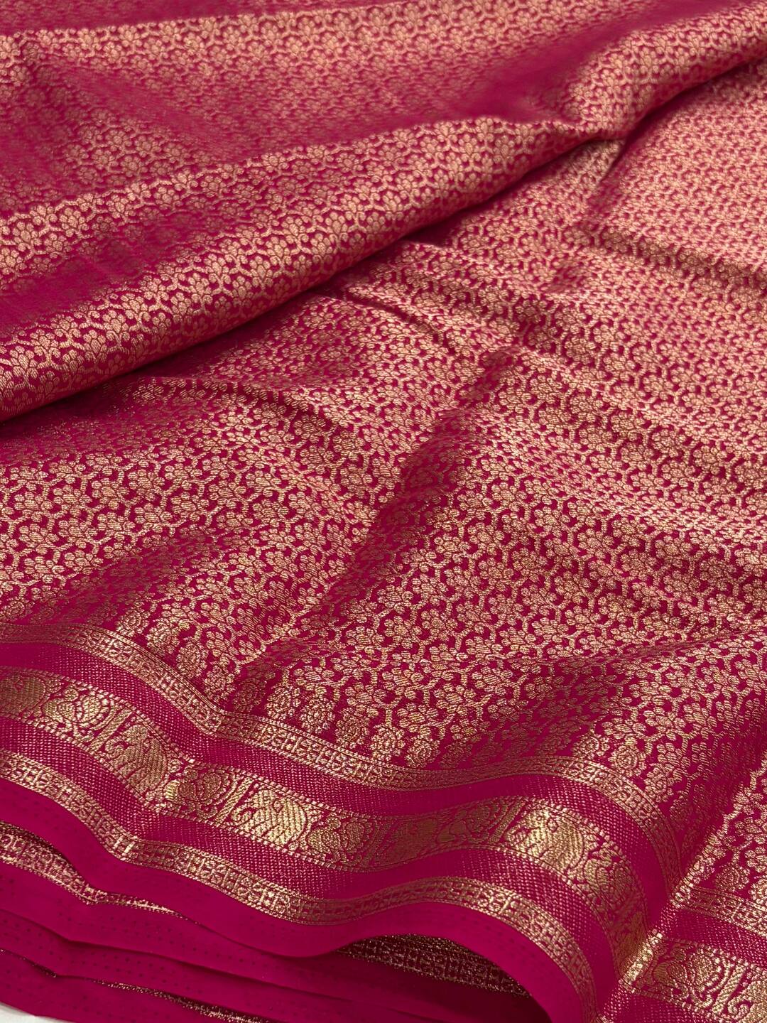 Hot Pink Chiffon Saree