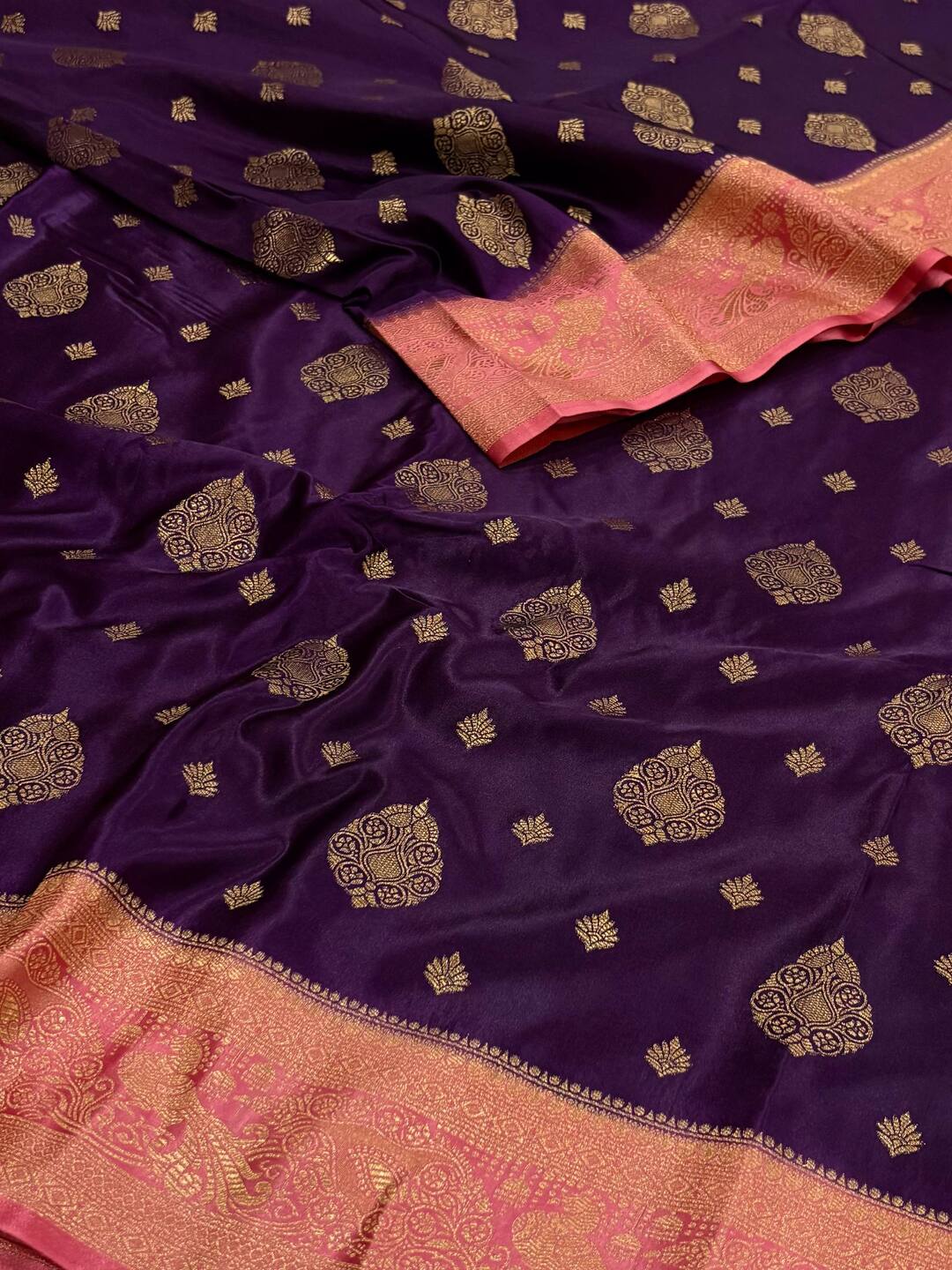 Royal Purple Banaras Satin Silk Saree