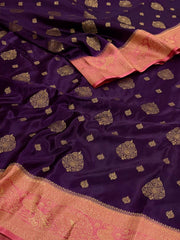 Royal Purple Banaras Satin Silk Saree