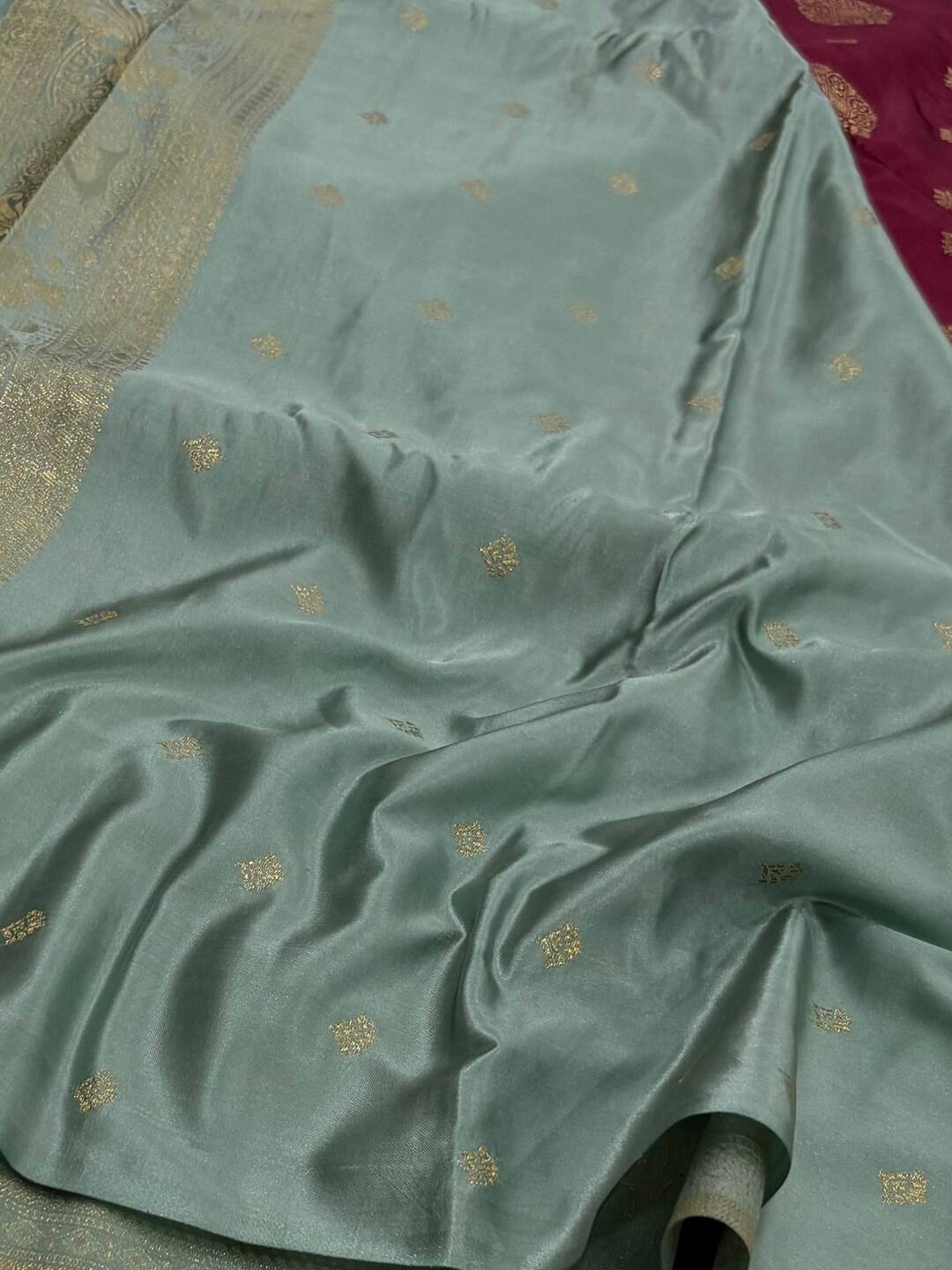 Magenta Purple Banaras Satin Silk Saree