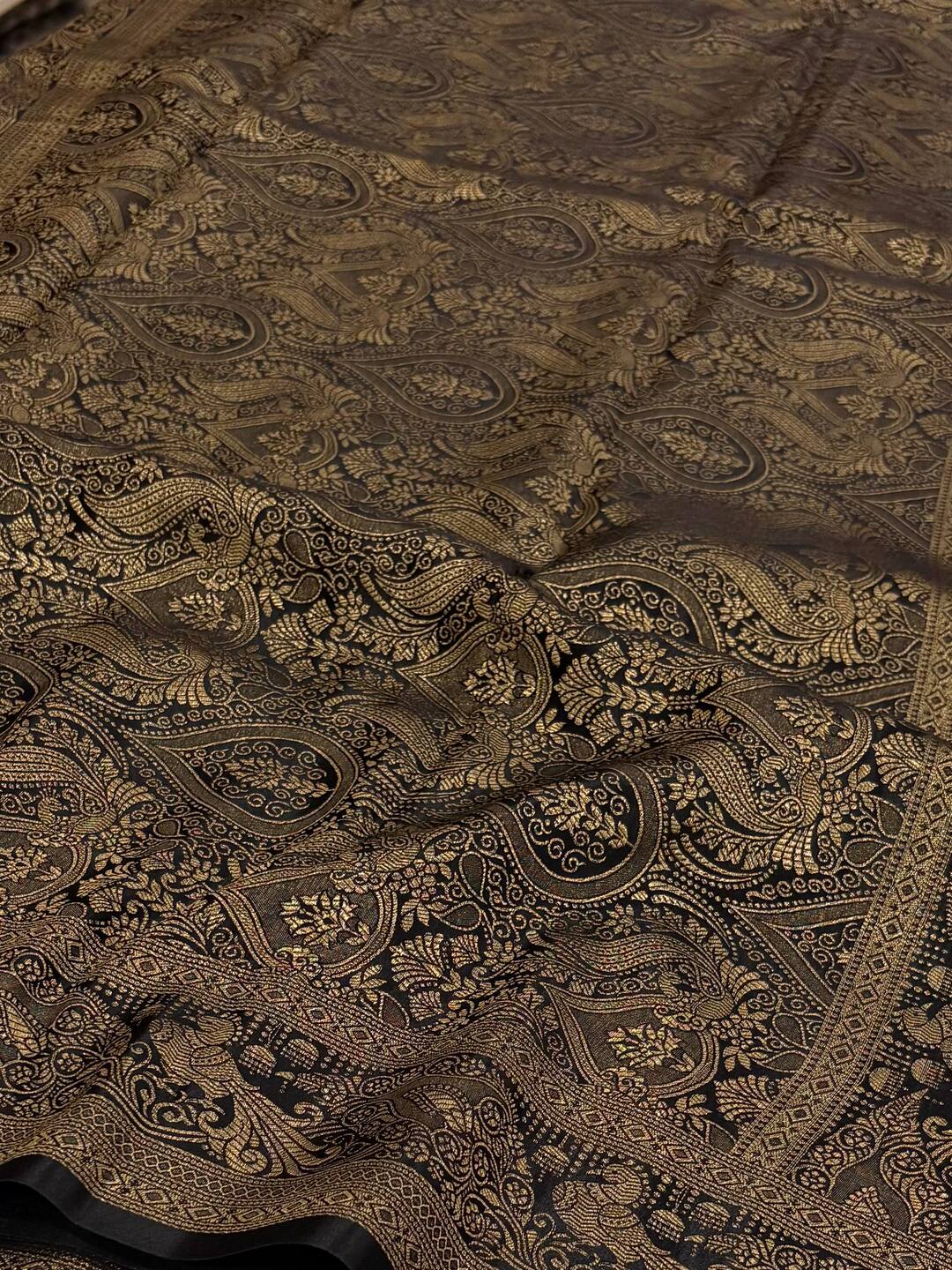 Dark Red Banaras Satin Silk Saree