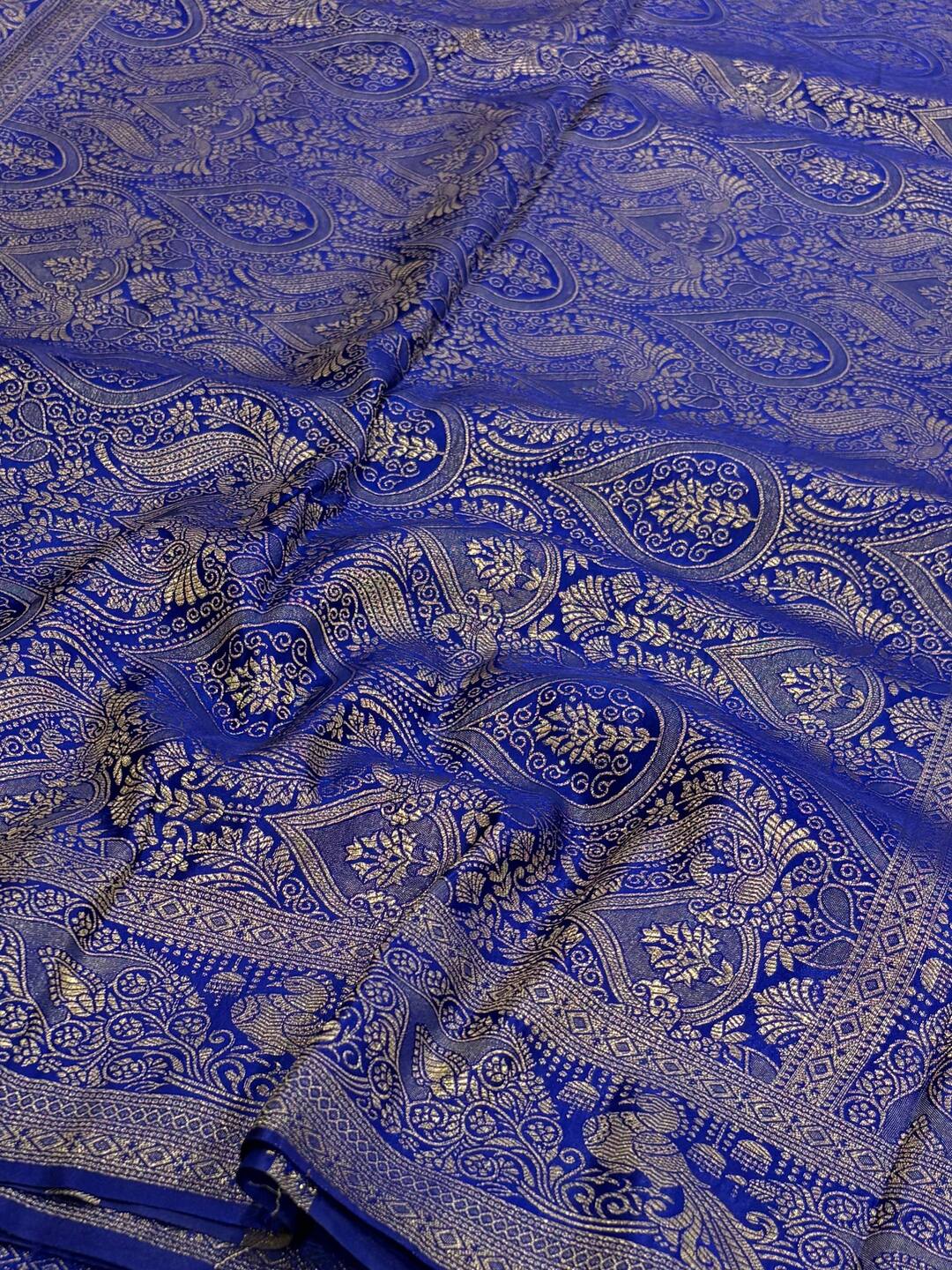 Turquoise Banaras Satin Silk Saree