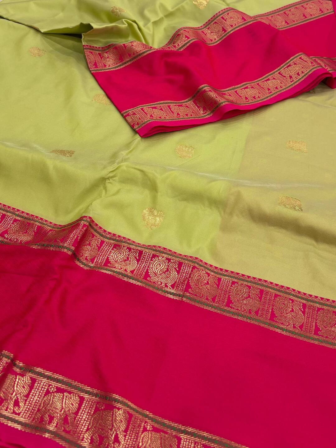 Mint Green Cotton Silk Saree
