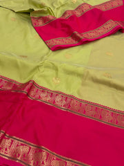Mint Green Cotton Silk Saree