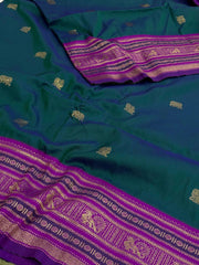 Peacock Blue Cotton Silk Saree