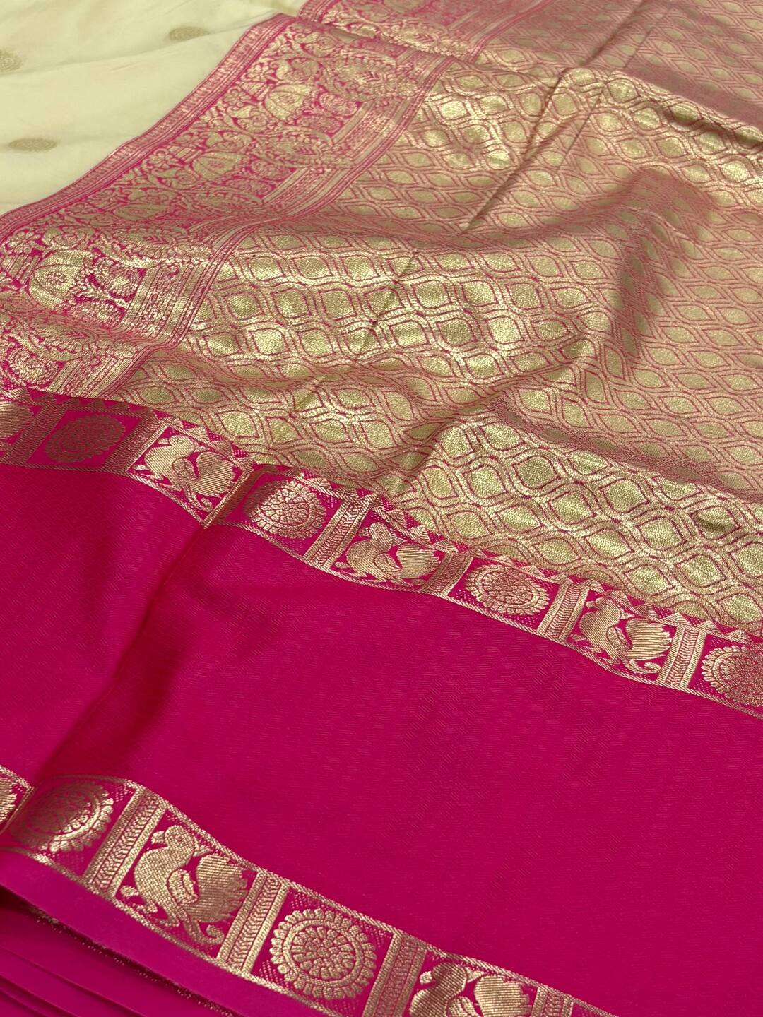 Off White Cotton Silk Saree