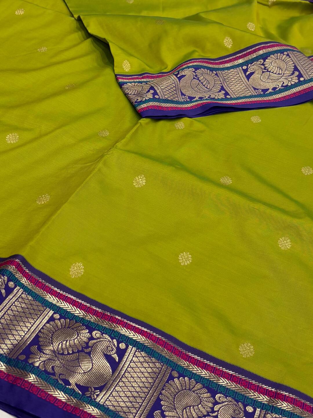Apple Green Cotton Silk Saree