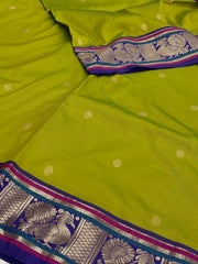 Apple Green Cotton Silk Saree