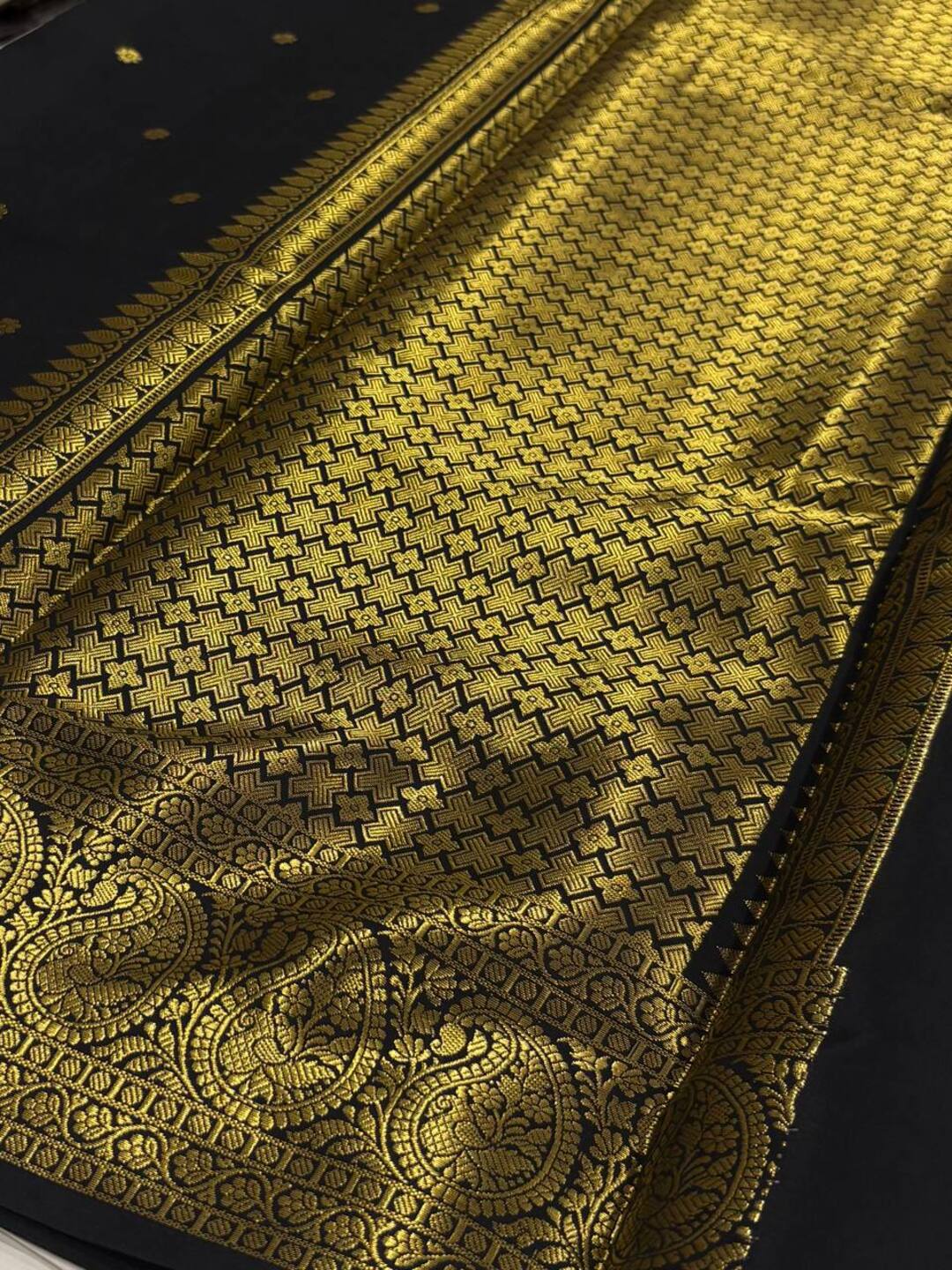 Black Cotton Silk Saree