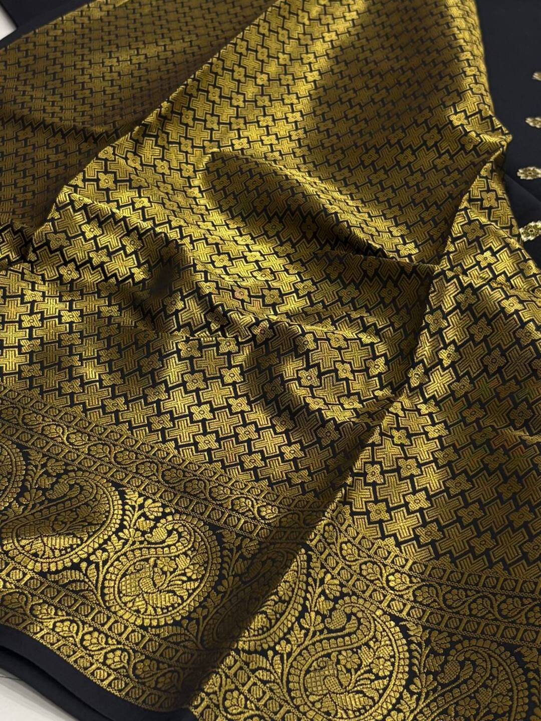 Black Cotton Silk Saree