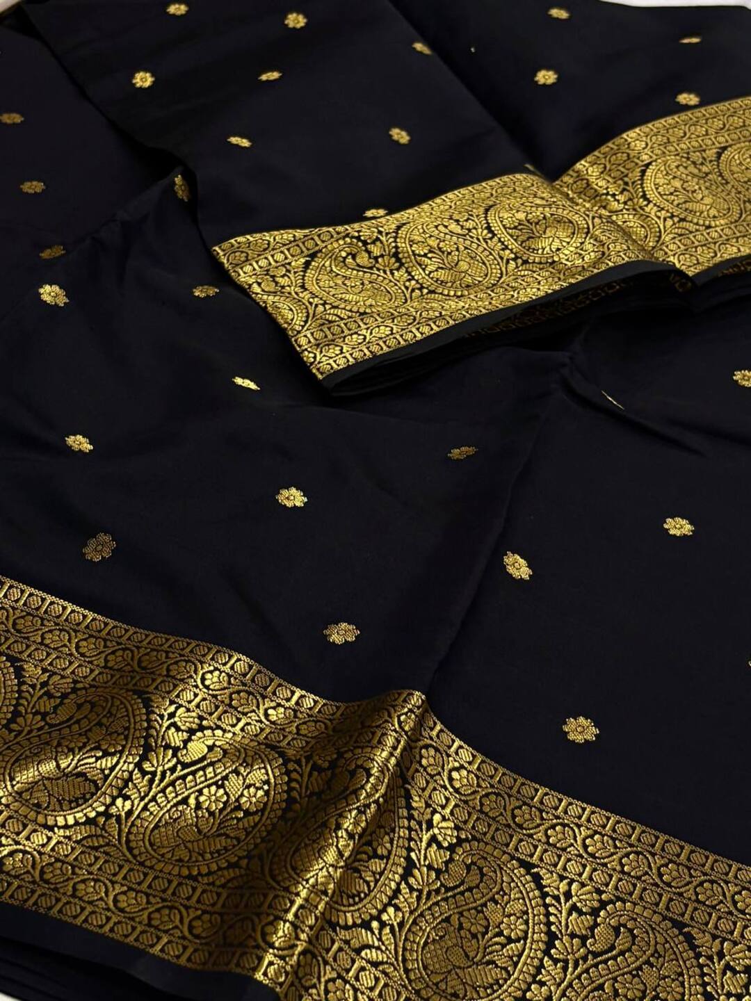 Black Cotton Silk Saree