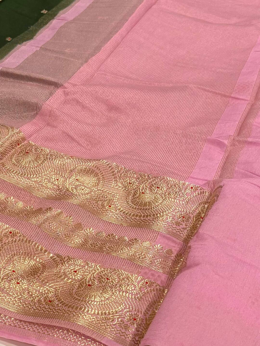 Emerald Green Banaras Cotton Silk Saree
