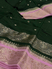 Emerald Green Banaras Cotton Silk Saree