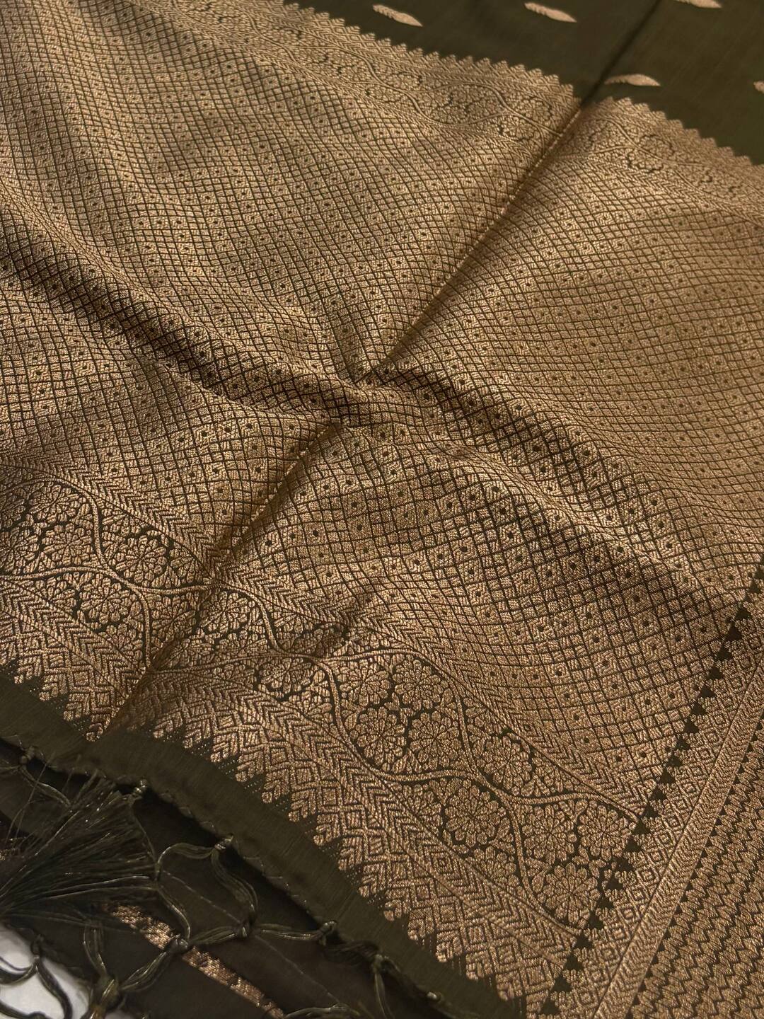 Olive Green Soft Cotton Silk Saree