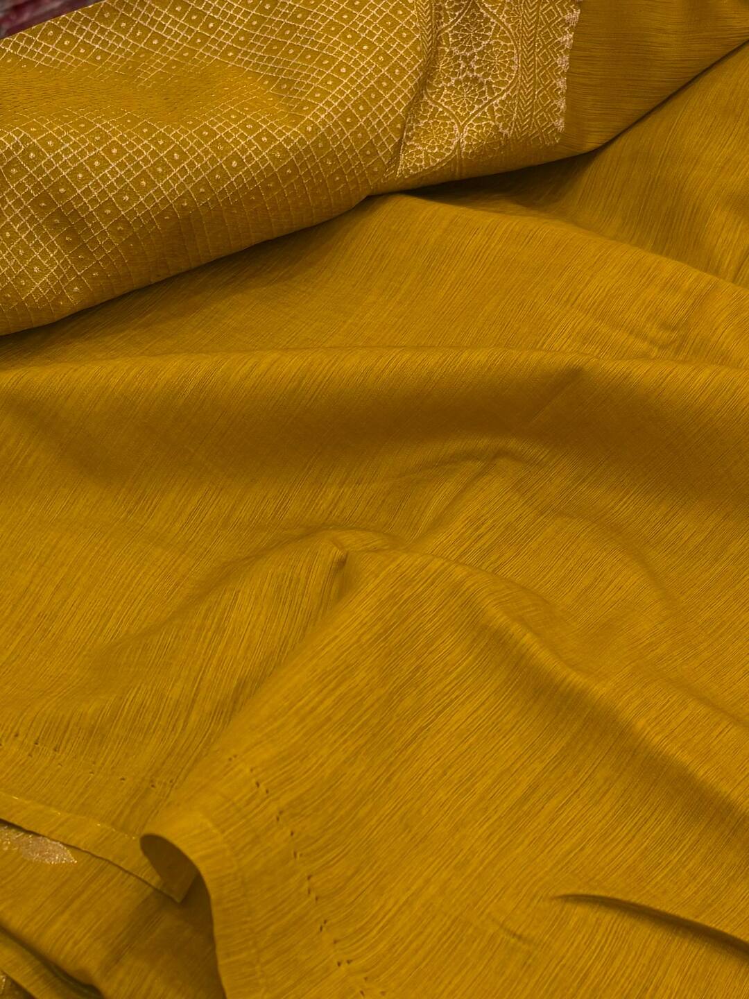 Mustard Yellow  Soft Cotton Silk Saree