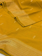 Mustard Yellow  Soft Cotton Silk Saree