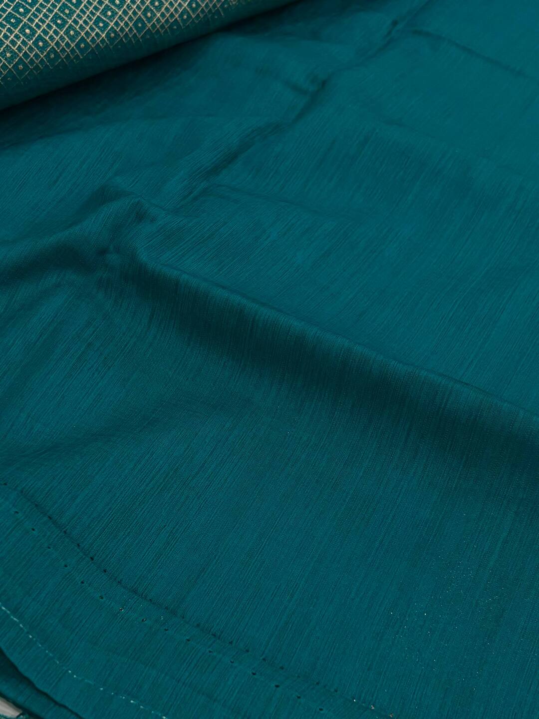 Peacock Blue Soft Cotton Silk Saree
