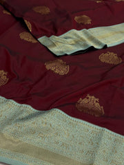 Maroon Cotton Silk Saree
