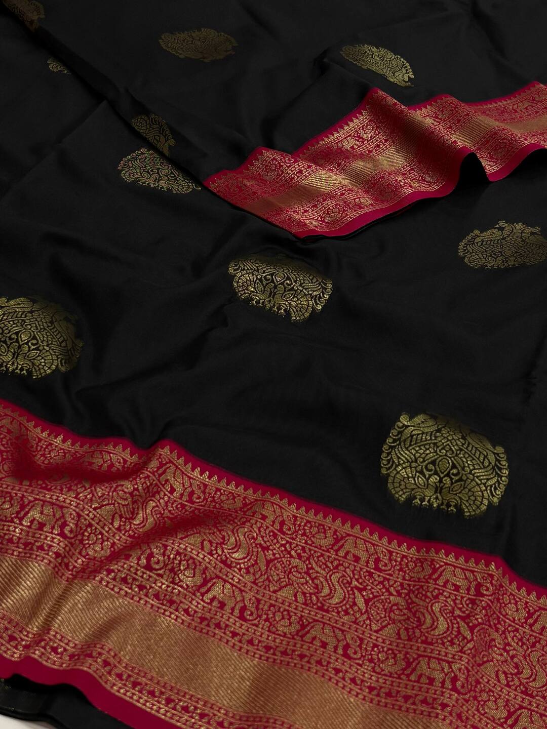 Black Cotton Silk Saree
