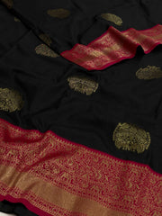 Black Cotton Silk Saree