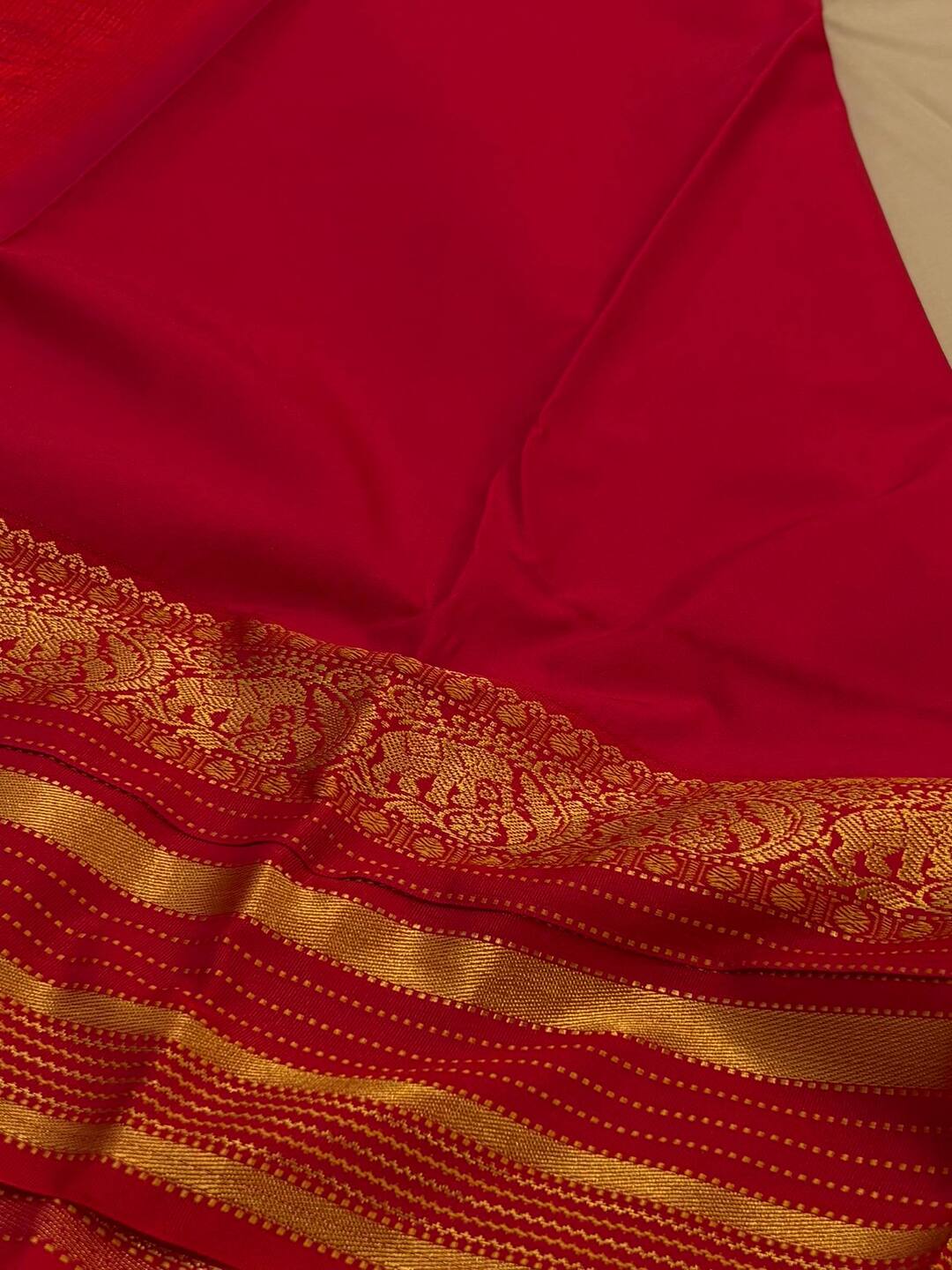 Beige Semi Kanchi Silk Saree
