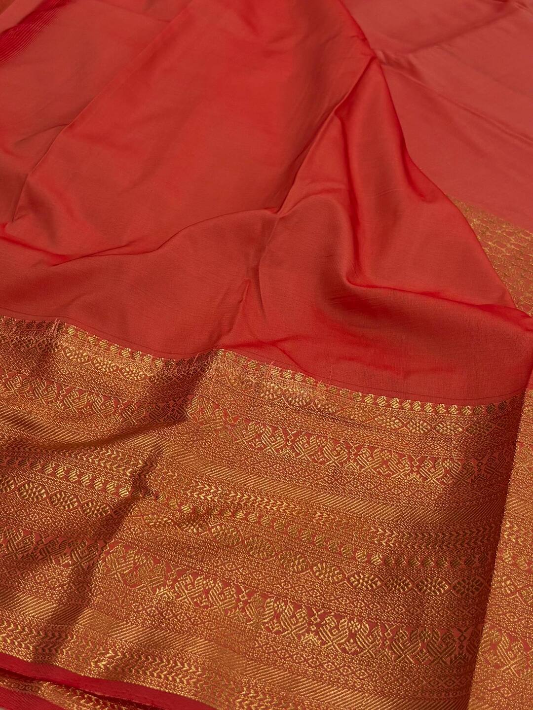 Coral Pink Semi Kanchi Silk Saree