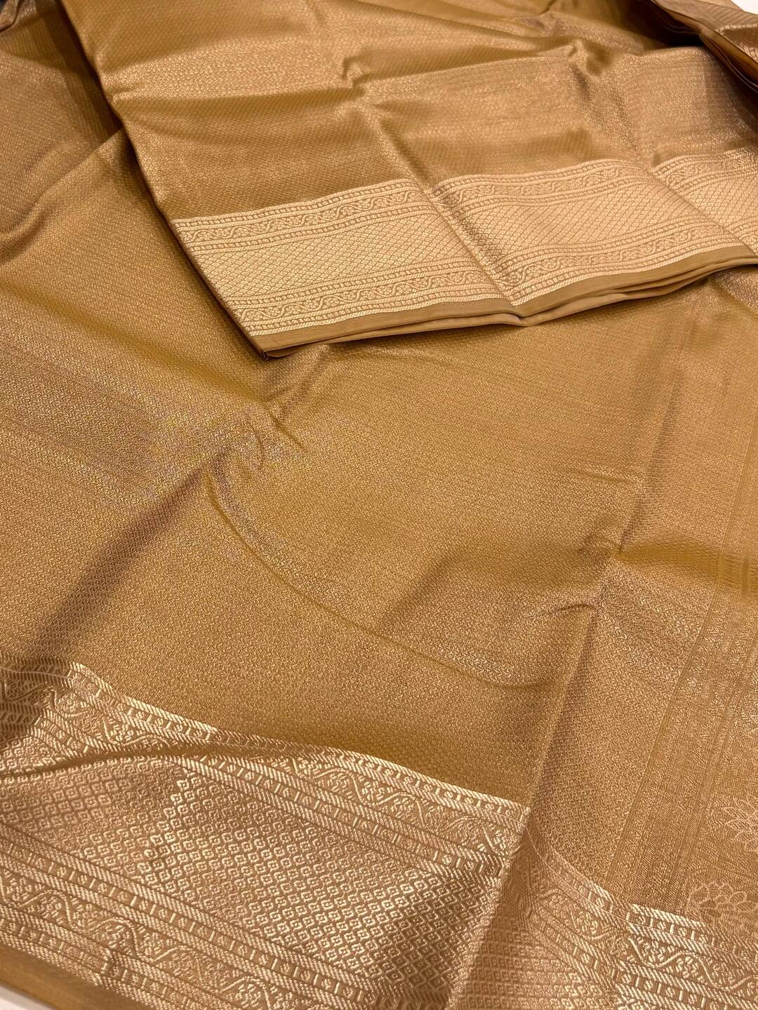 Beige Semi Kanchi Silk Saree